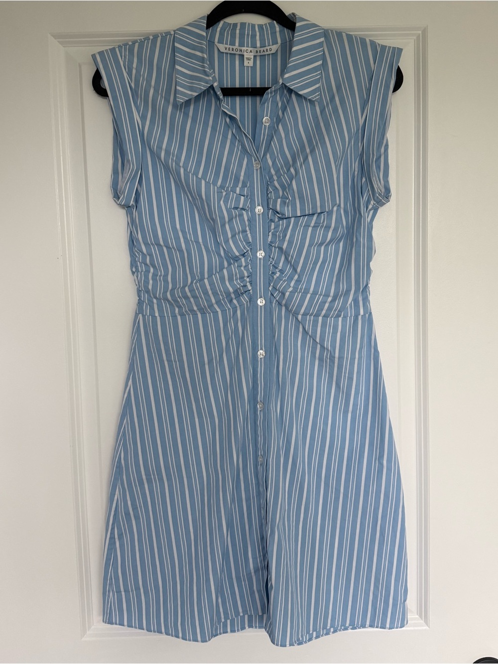 VERONICA BEARD Ferris Striped Ruched Button Up Dress size 4